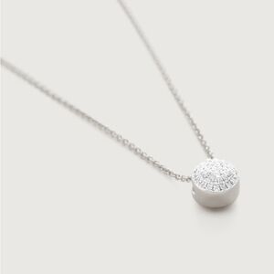 Monica Vinader Tiny Button Diamond Sterling Silver Necklace